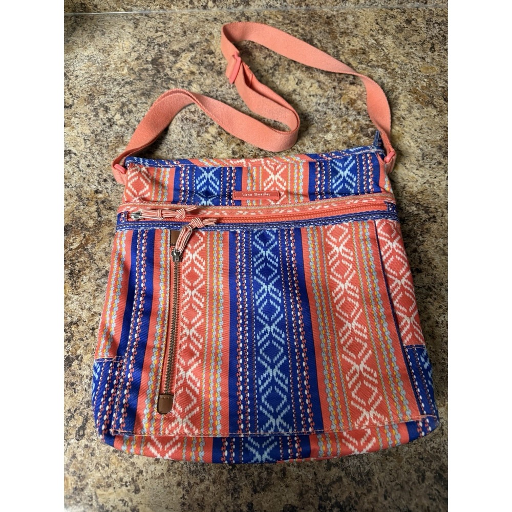 Vera Bradley Crossbody Bag Southwest Tribal‎ Print Orange Blue Adjustable Strap